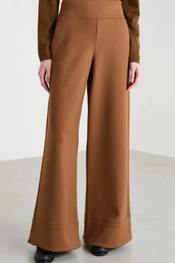 Pantalone svasato in jersey tecnico - Marrone