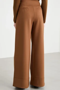 Pantalone svasato in jersey tecnico - Marrone