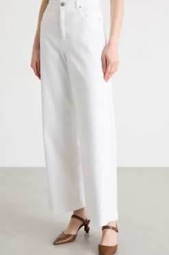 Pantalone wide leg in drill - Bianco