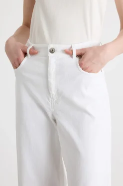 Pantalone wide leg in drill - Bianco