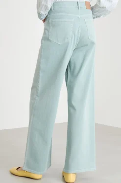 Pantalone wide leg in drill - Verde