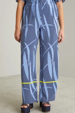 Pantaloni ampi - Blu Azzuro Giallo
