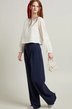 Pantaloni ampi in gabardina - Blu Notte