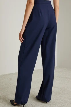 Pantaloni ampi in gabardina - Blu Notte
