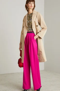 Pantaloni ampi in gabardina - Fuxia