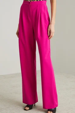 Pantaloni ampi in gabardina - Fuxia