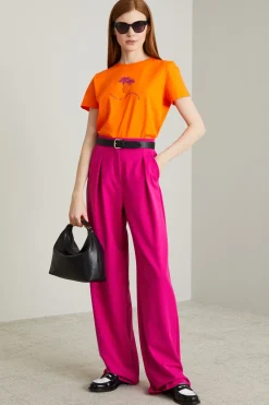 Pantaloni ampi in gabardina - Fuxia