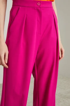 Pantaloni ampi in gabardina - Fuxia