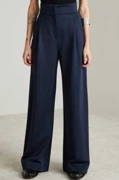 Pantaloni ampi in jersey compatto - Blu Notte