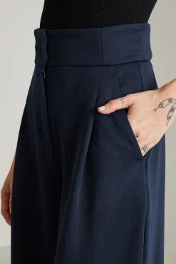 Pantaloni ampi in jersey compatto - Blu Notte