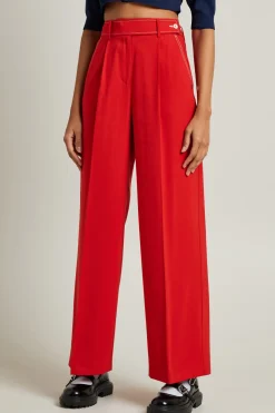 Pantaloni ampi in twill - Rosso