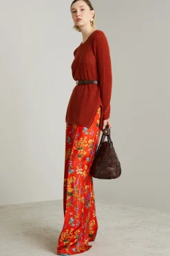 Pantaloni ampi in twill - Rosso