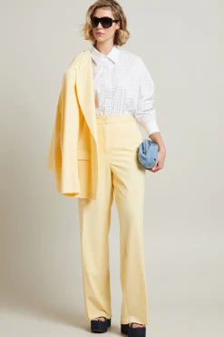 Pantaloni a palazzo con piega - Giallo