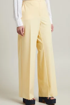Pantaloni a palazzo con piega - Giallo