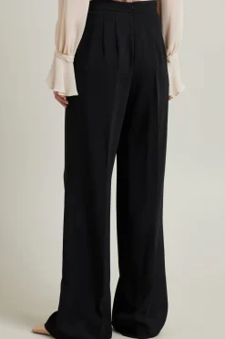 Pantaloni a palazzo con piega - Nero