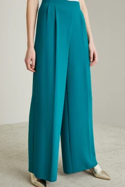 Pantaloni a palazzo in cady - Verde