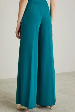 Pantaloni a palazzo in cady - Verde