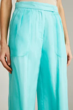 Pantaloni a palazzo in organza - Acqua Marina