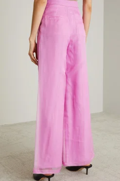 Pantaloni a palazzo in organza - Fuxia