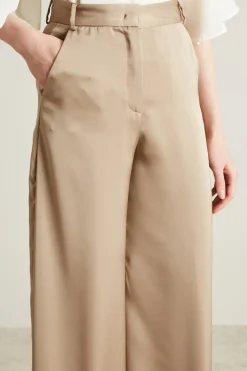 Pantaloni a palazzo in raso - Beige