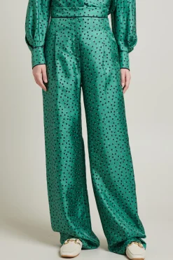 Pantaloni a palazzo in twill - Verde