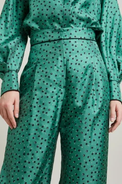 Pantaloni a palazzo in twill - Verde