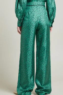 Pantaloni a palazzo in twill - Verde