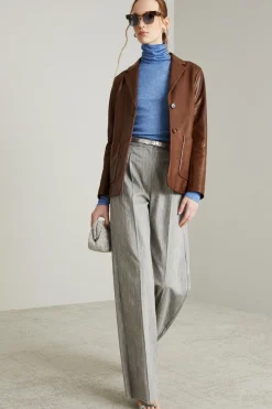 Pantaloni a palazzo melange - Grigio