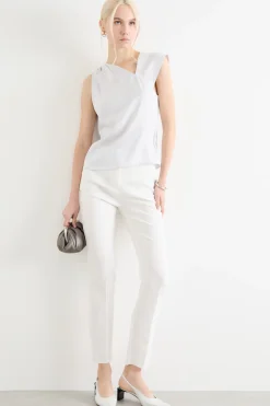 Pantaloni a sigaretta in cady - Bianco