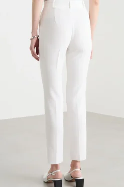 Pantaloni a sigaretta in cady - Bianco