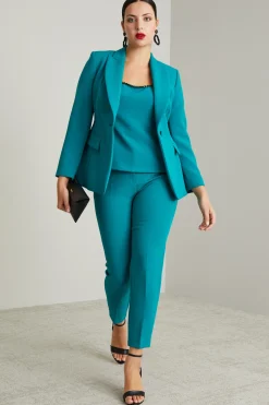 Pantaloni a sigaretta in cady - Verde Smeraldo