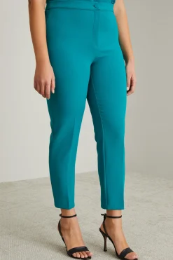 Pantaloni a sigaretta in cady - Verde Smeraldo