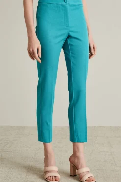 Pantaloni a sigaretta in faille - Azzurro