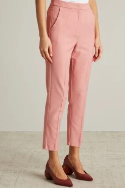 Pantaloni a sigaretta in piquet - Rosa Scuro