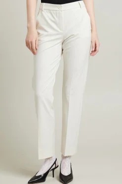 Pantaloni a sigaretta in tela - Latte