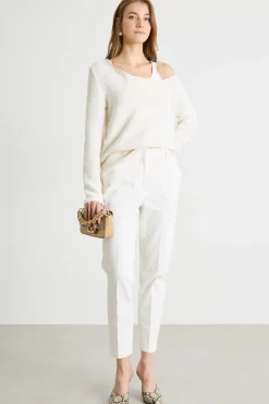 Pantaloni a sigaretta stretch - Bianco