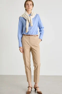 Pantaloni a sigaretta stretch - Cammello