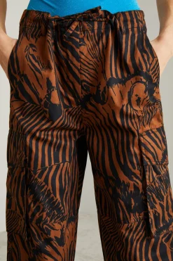 Pantaloni cargo con coulisse - Marrone Nero