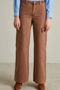 Pantaloni cargo in bull - Marrone