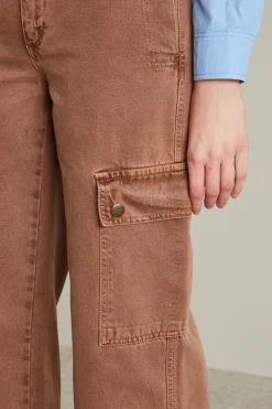Pantaloni cargo in bull - Marrone