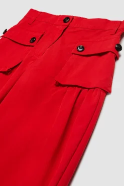 Pantaloni cargo in drill BAMBINI - Rosso