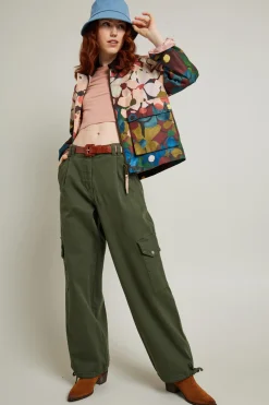 Pantaloni cargo in drill - Verde Militare