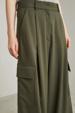 Pantaloni cargo in levantina - Verde Militare