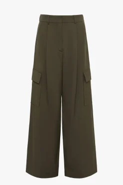 Pantaloni cargo in levantina - Verde Militare