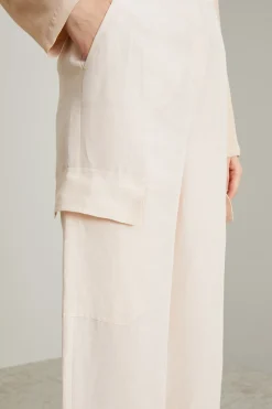 Pantaloni cargo in lino - Rosa Polvere