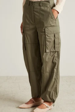 Pantaloni cargo in popeline - Verde