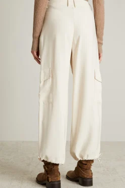 Pantaloni cargo in twill fluido - Ecru