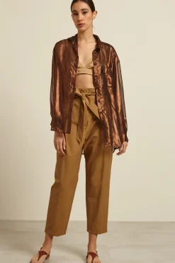 Pantaloni carrot con cintura - Nocciola