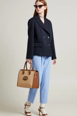 Pantaloni carrot con cinturini - Azzurro