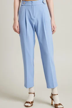 Pantaloni carrot con cinturini - Azzurro